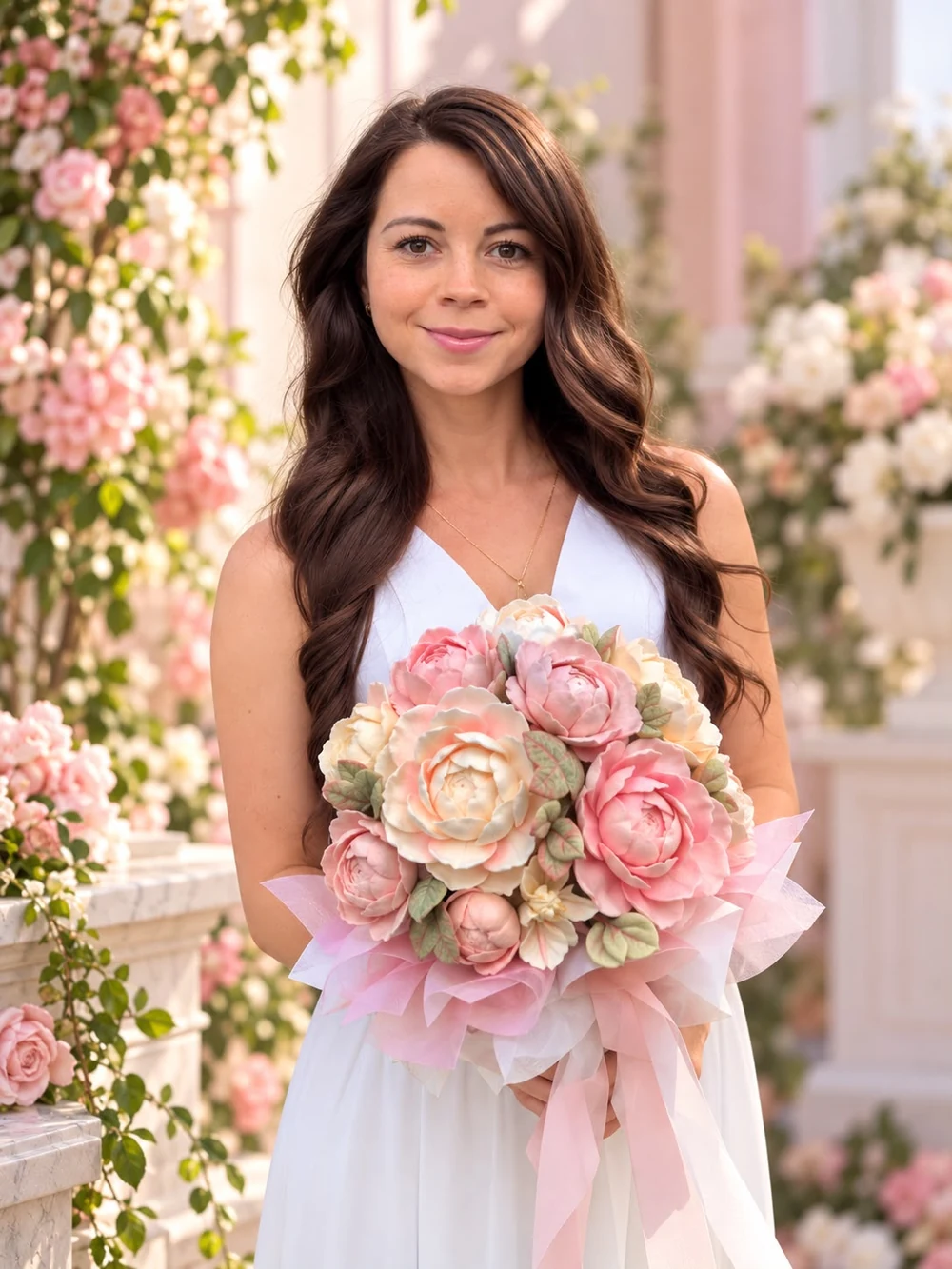 Sweet Beauty founder with a bouquet